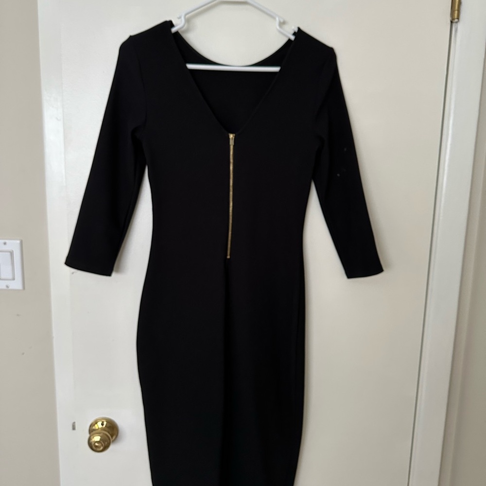 Black body-con Express dress in side small with gold zipper